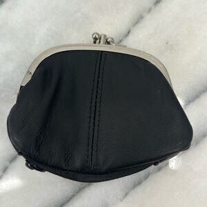 NWT black leather clutch coin purse